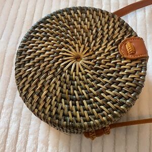 Bali Rattan Woven Round Crossbody Bag